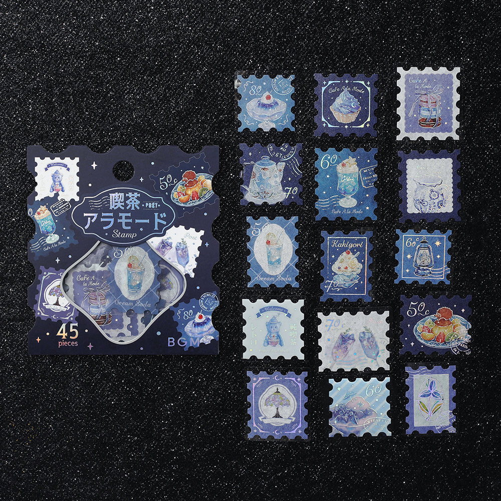 BGM Foil Stamping Flake Seal: Cafe Alamode - Post Office Blue — front view