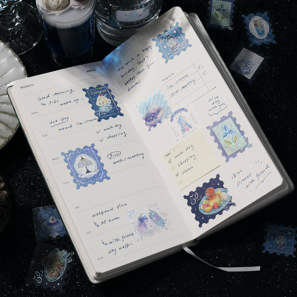 BGM Foil Stamping Flake Seal: Cafe Alamode - Post Office Blue — with packaging