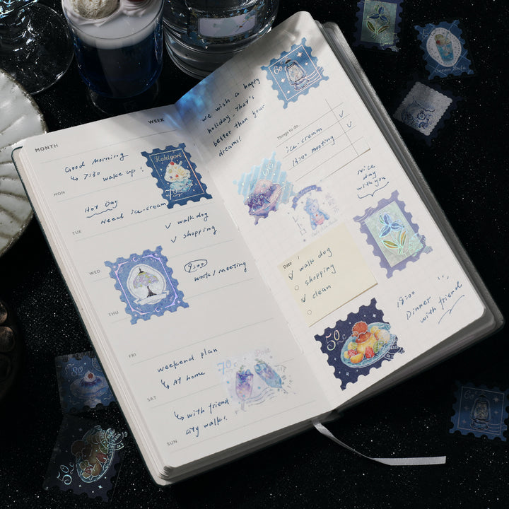 BGM Foil Stamping Flake Seal: Cafe Alamode - Post Office Blue — with packaging