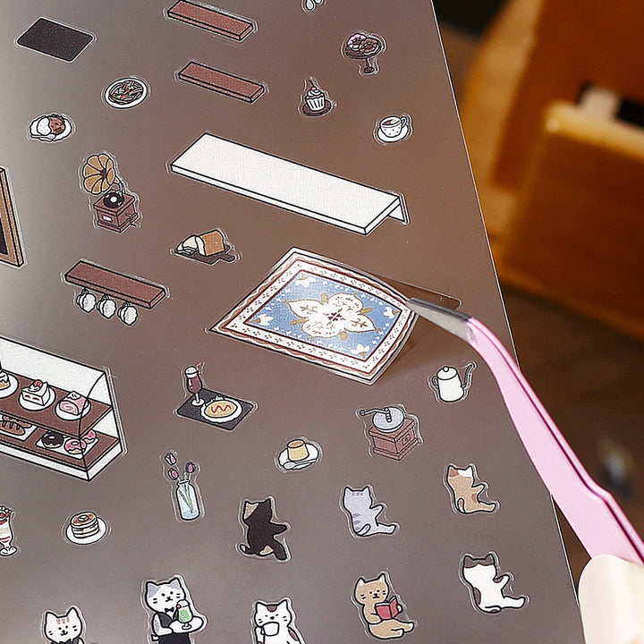 BGM Diorama 2.5D Seat Seal - Coffee Shop — close-up
