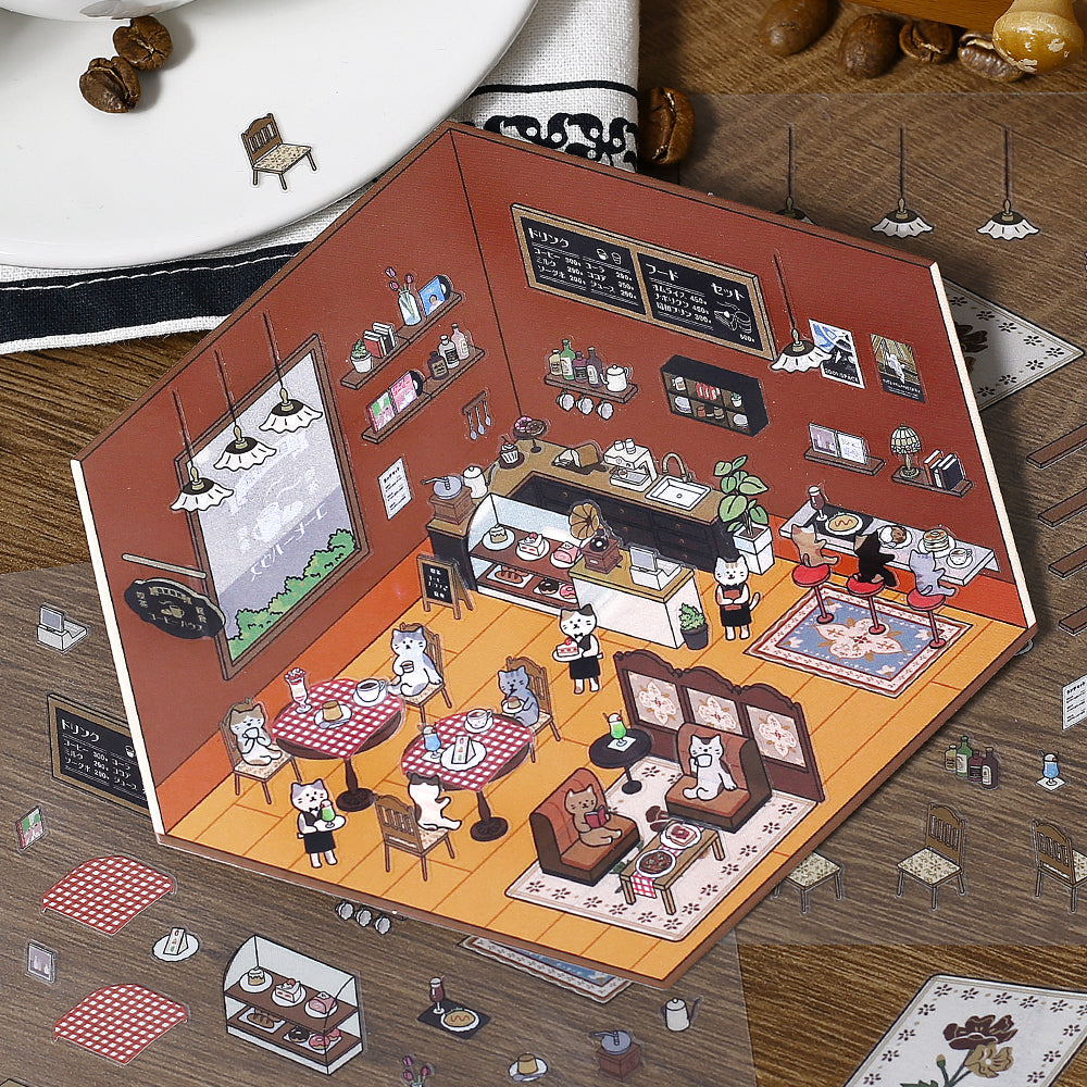 BGM Diorama 2.5D Seat Seal - Coffee Shop — angle view