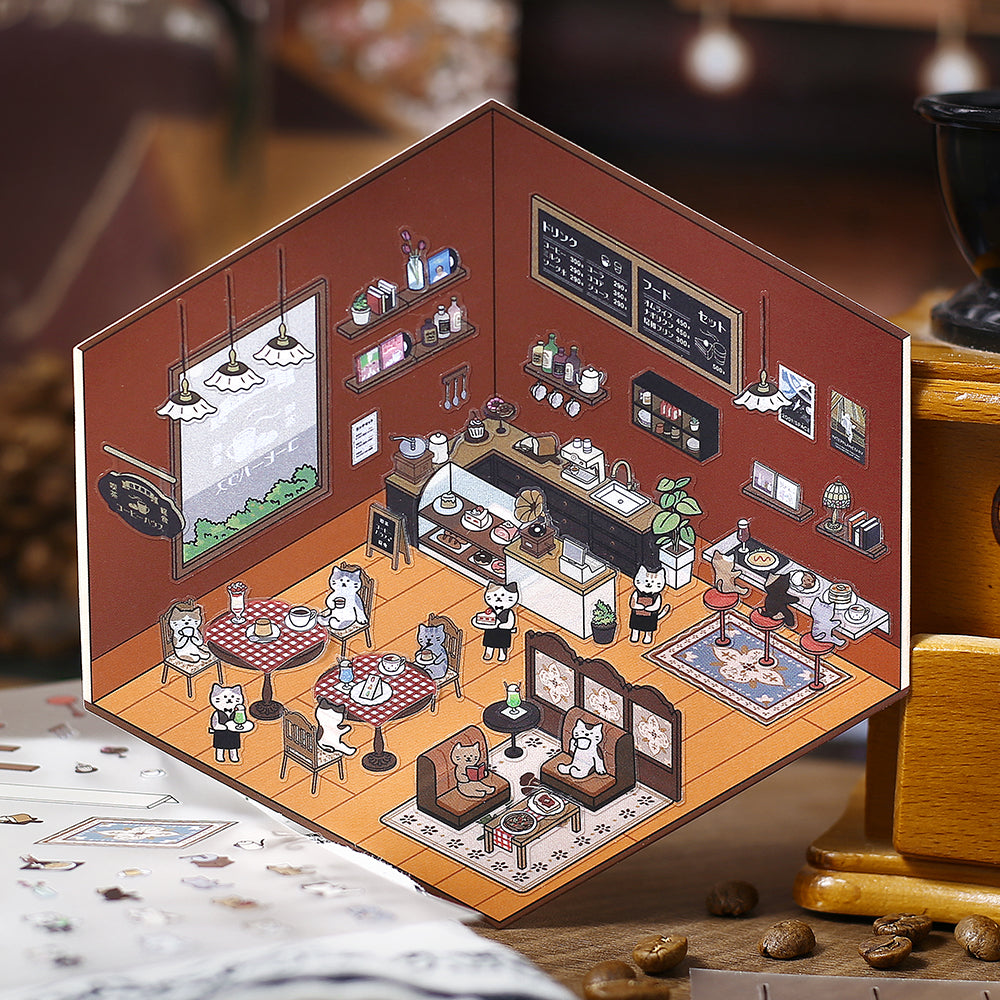 BGM Diorama 2.5D Seat Seal - Coffee Shop — with packaging