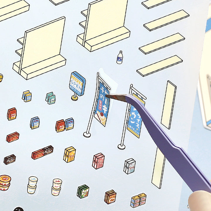 BGM Diorama 2.5D Seat Seal - Convenience Store — close-up
