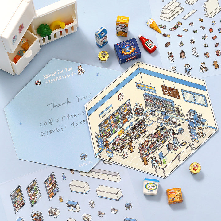 BGM Diorama 2.5D Seat Seal - Convenience Store — angle view