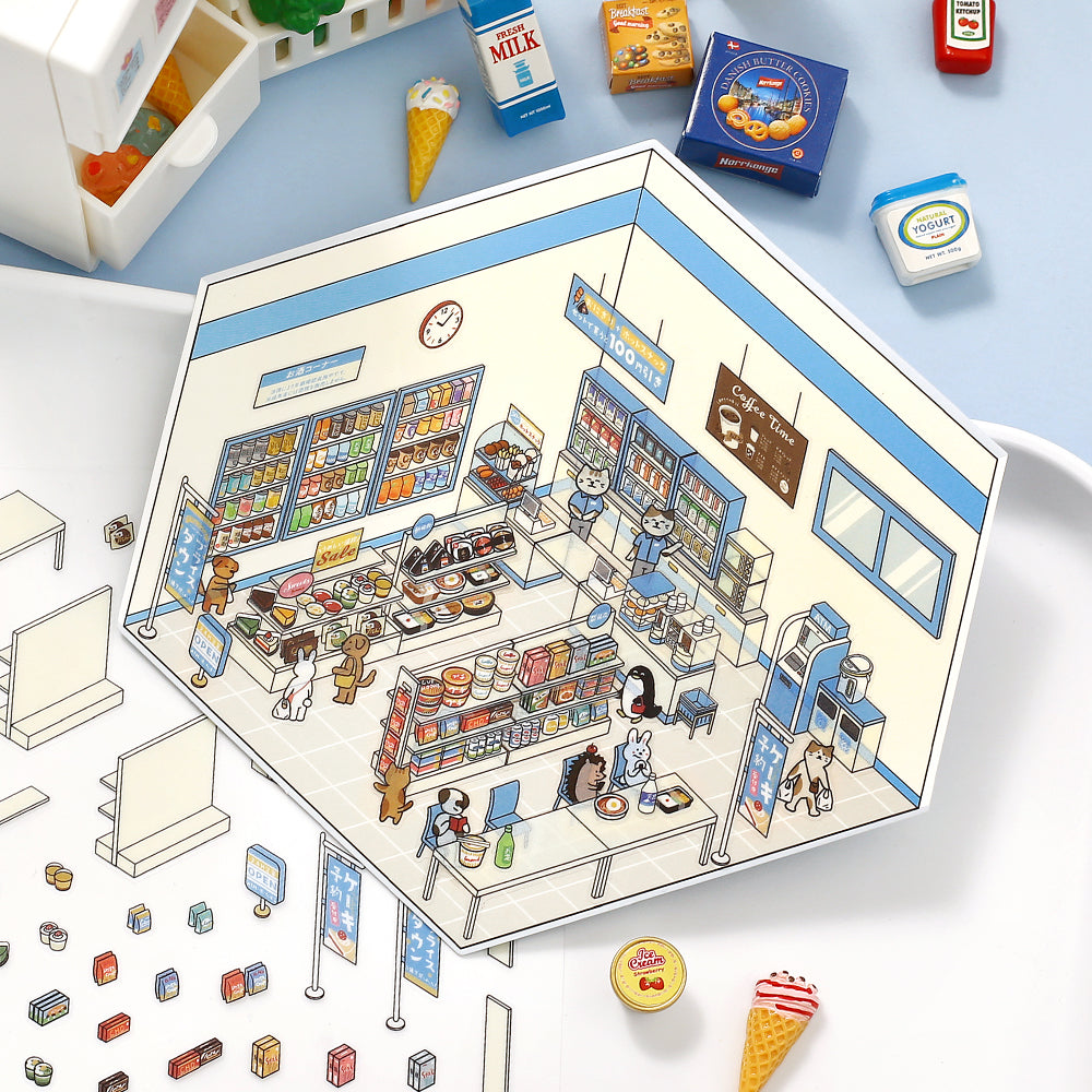 BGM Diorama 2.5D Seat Seal - Convenience Store — with packaging