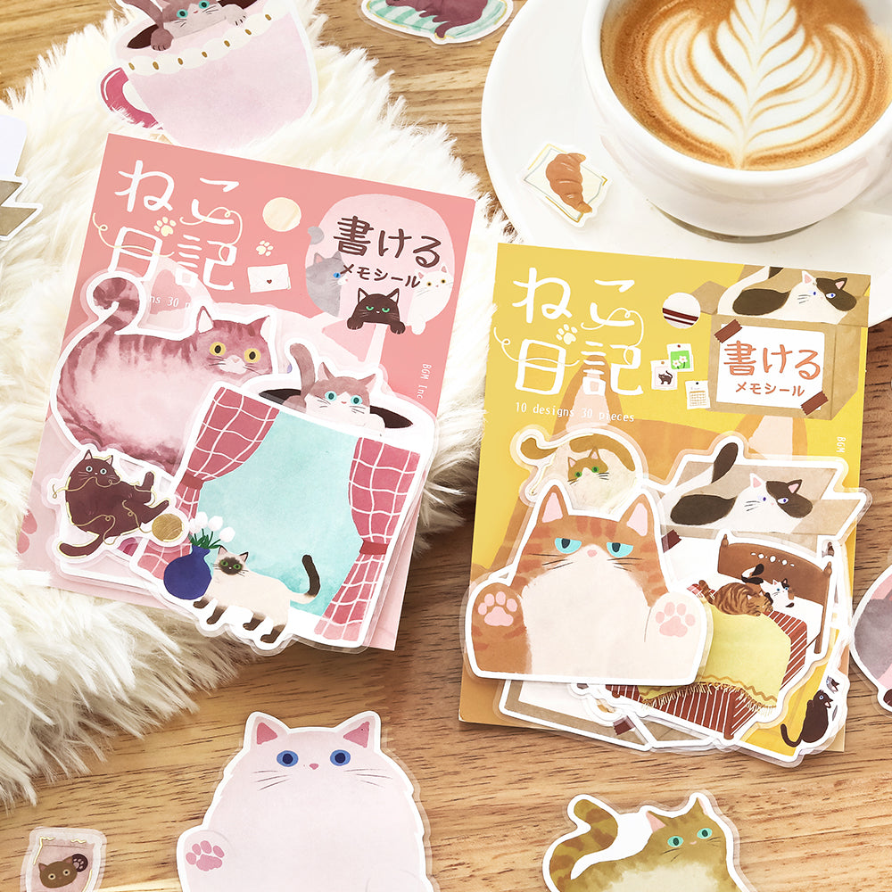 BGM Foil Stamping Memo Seal: Cat Diary - Yellow — angle view