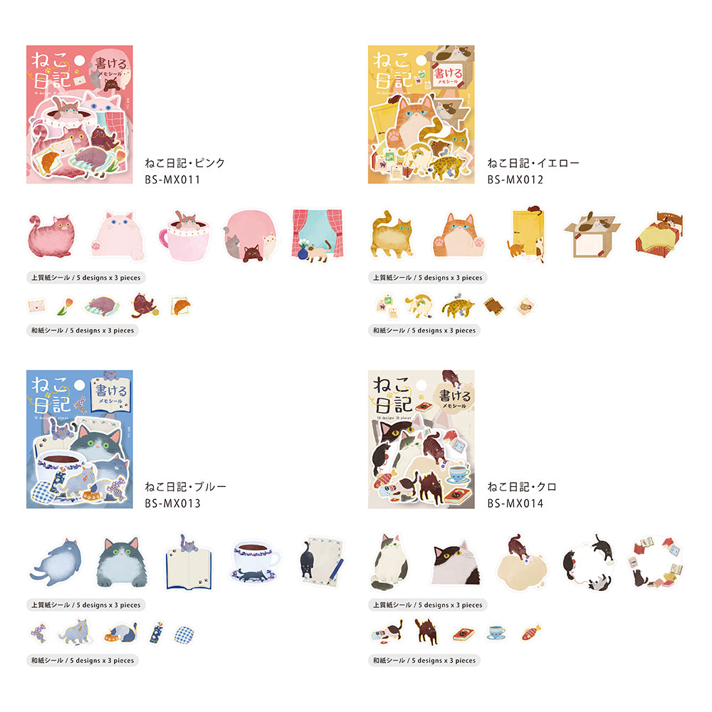 BGM Foil Stamping Memo Seal: Cat Diary - Black — angle view