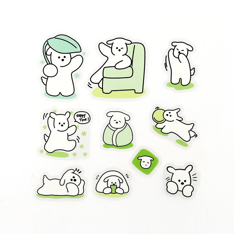 BGM Clear Seal: Puppy Petit - Green — front view