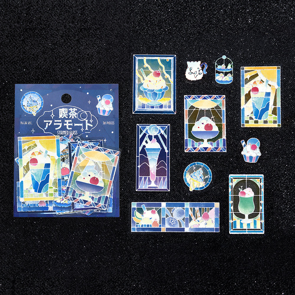 BGM Foil Stamping Clear Seal: Cafe A La Mode Stained Glass - Blue — front view