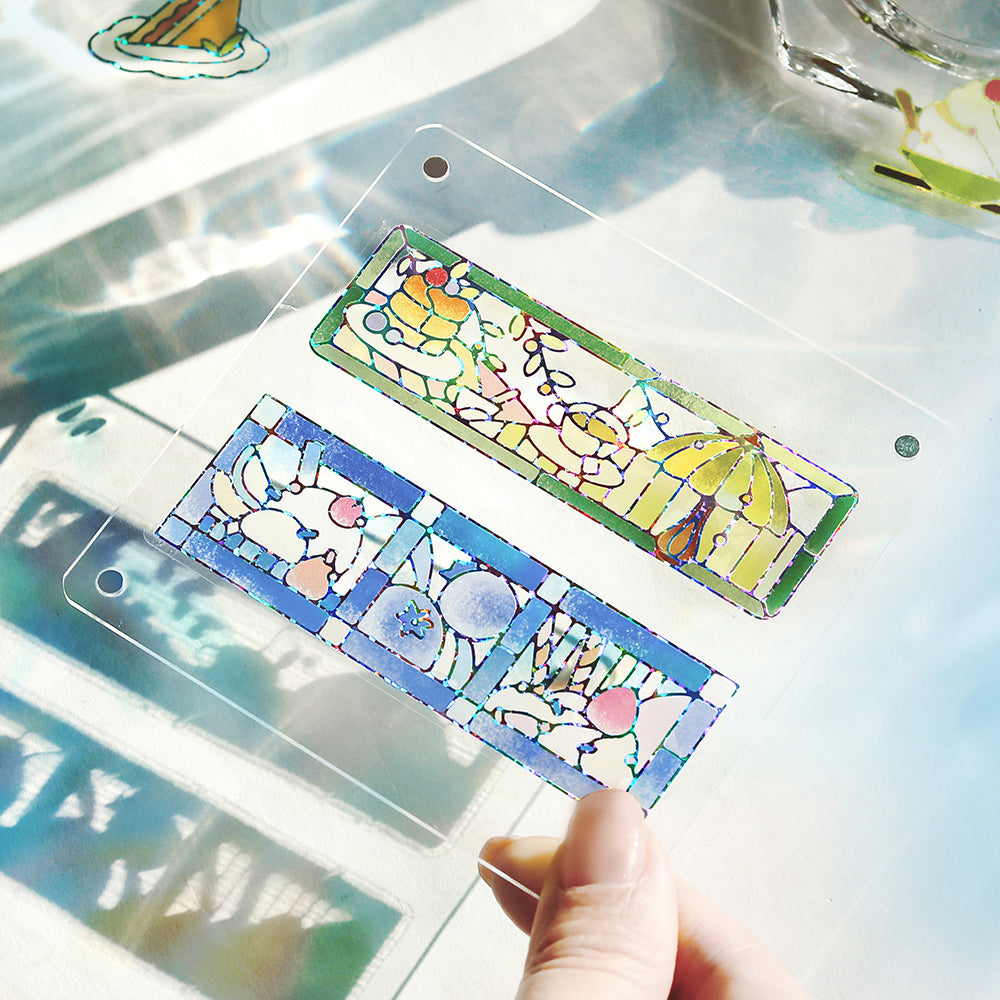 BGM Foil Stamping Clear Seal: Cafe A La Mode Stained Glass - Blue — in use