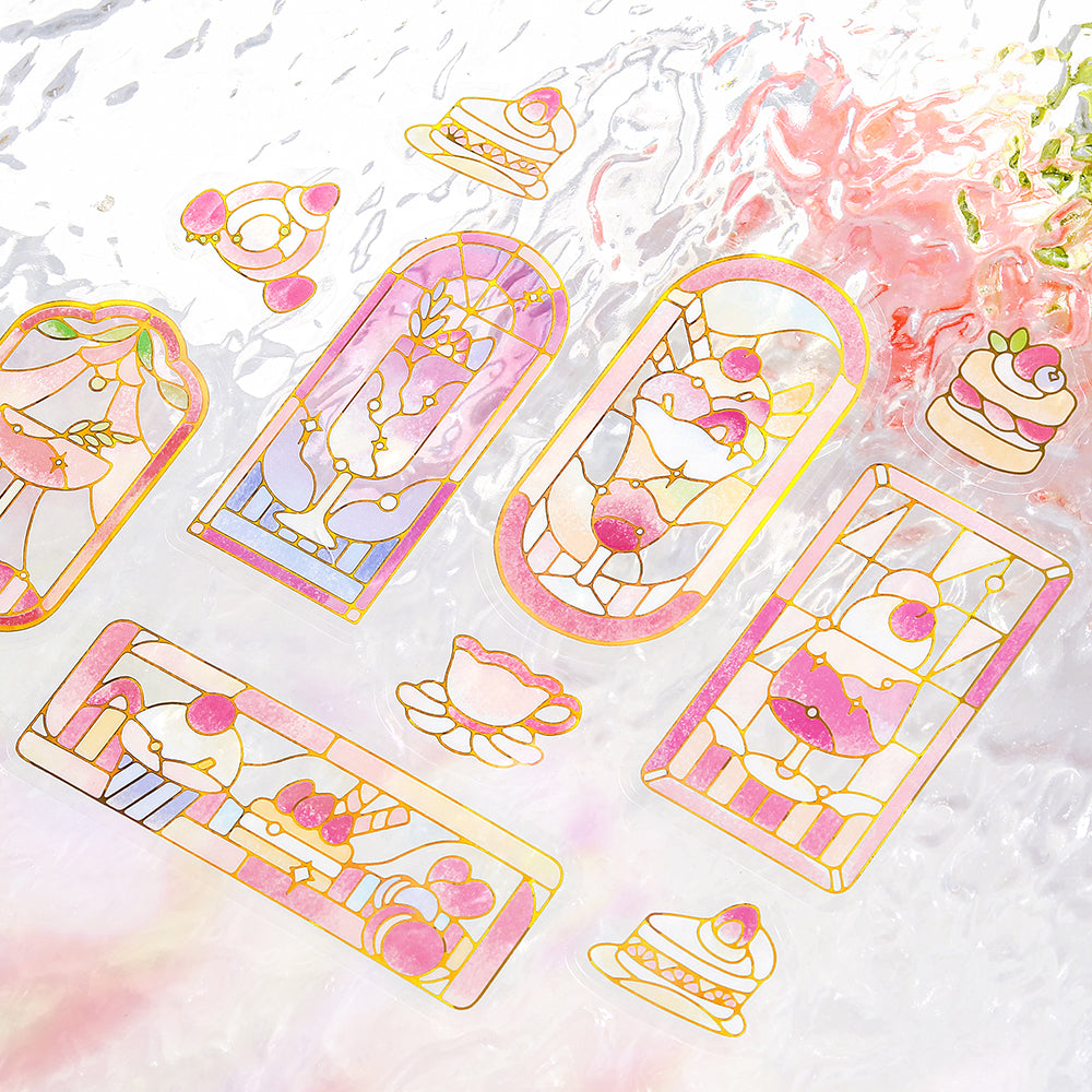 BGM Foil Stamping Clear Seal: Cafe A La Mode Stained Glass - Red — detail view