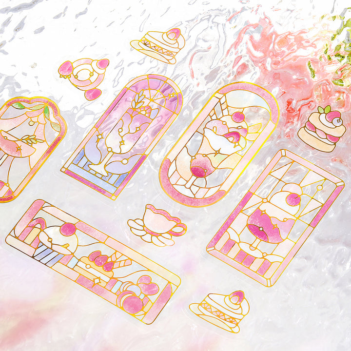 BGM Foil Stamping Clear Seal: Cafe A La Mode Stained Glass - Red — detail view