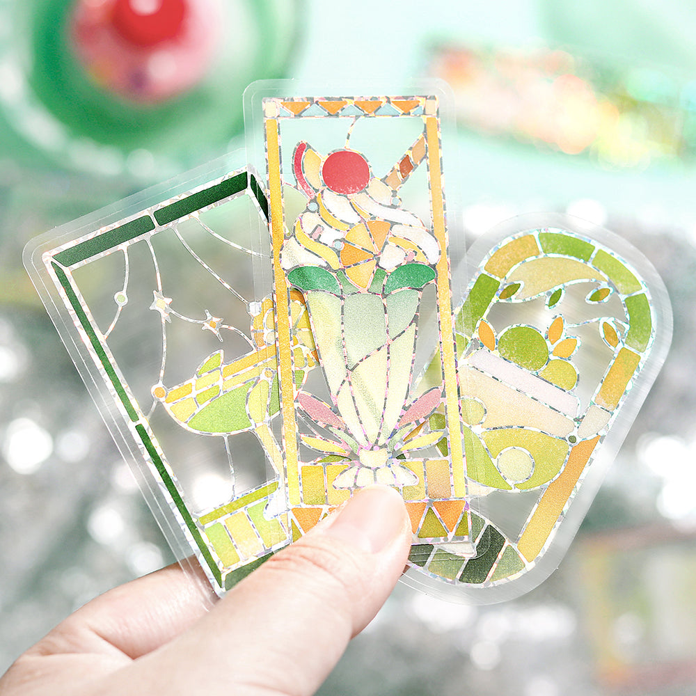 BGM Foil Stamping Clear Seal: Cafe A La Mode Stained Glass - Green — detail view