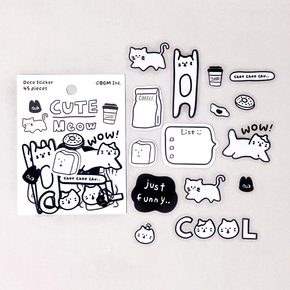 BGM Deco Sticker Mix Seal: YURUKU IKO-YO! - Cat — side view