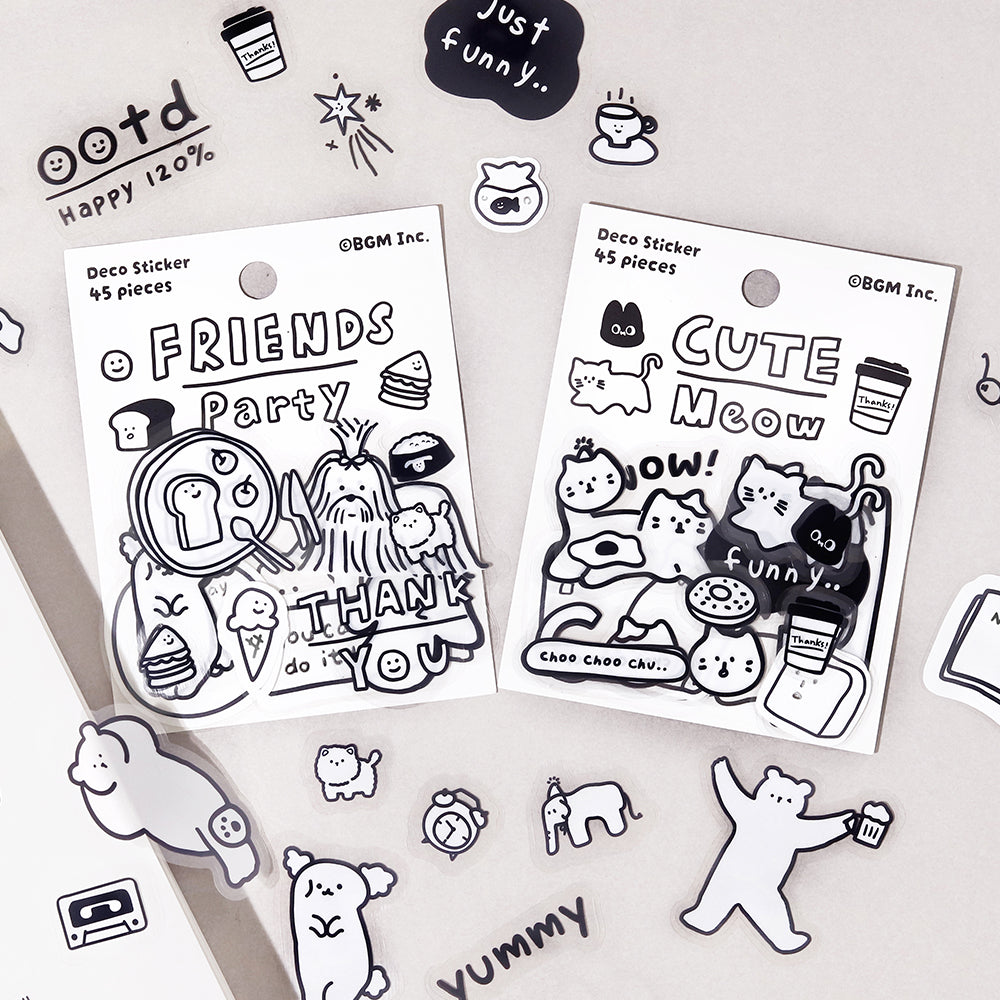 BGM Deco Sticker Mix Seal: YURUKU IKO-YO! - Cat — angle view