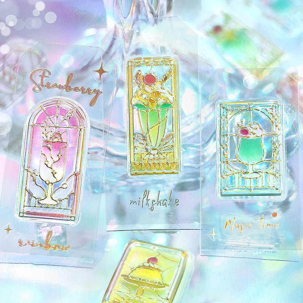 BGM Kyururun Seal: Café à la Mode Stained Glass — angle view