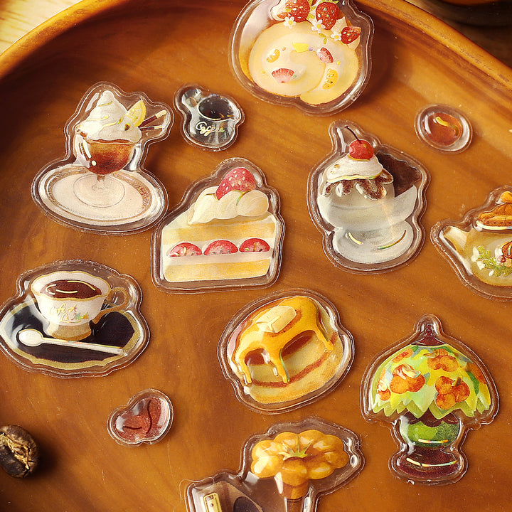 BGM Kyururun Seal: Glossy Puff Sticker・Café à la Mode Crème Brûlée — detail view