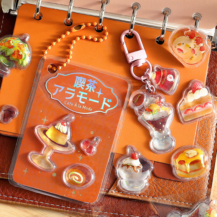 BGM Kyururun Seal: Glossy Puff Sticker・Café à la Mode Crème Brûlée — with packaging