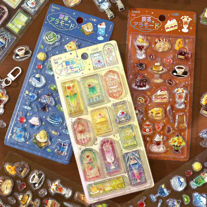 BGM Kyururun Seal: Glossy Puff Sticker・Café à la Mode Crème Brûlée — in use