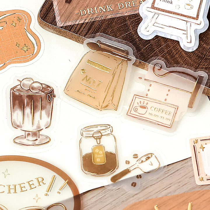 BGM Tracing Paper Seal: Holiday Shopping - Cafe — in use