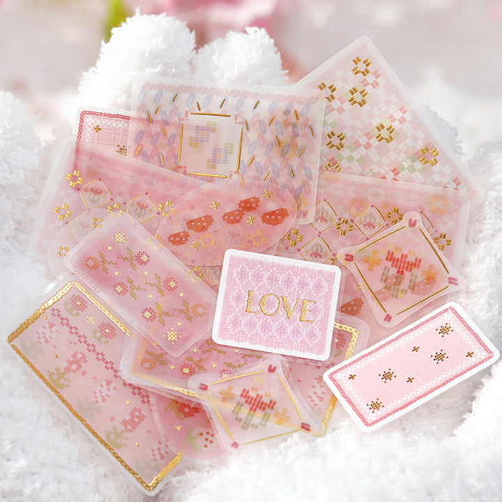BGM Tracing Paper Seal: Nordic Knitting - Pink — detail view