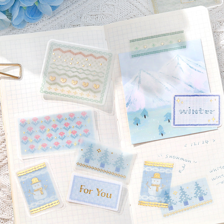BGM Tracing Paper Seal: Nordic Knitting - Blue — detail view