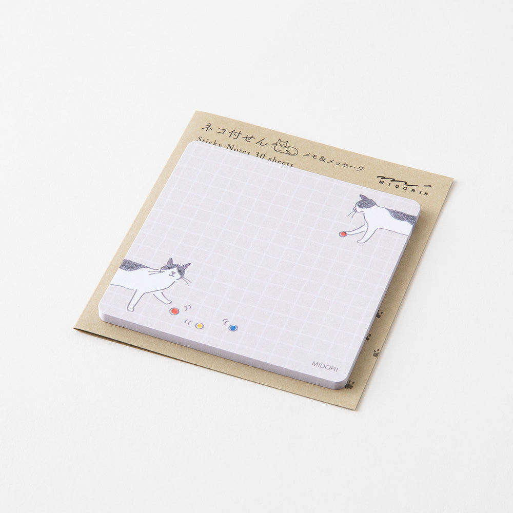 Midori Sticky Notes - Ball and Cat — with packaging