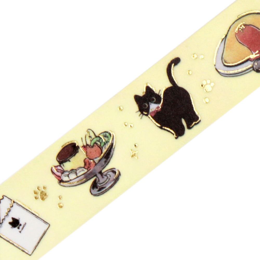 BGM Foil Stamping Masking Tape - Black Cat Cafe — pattern detail