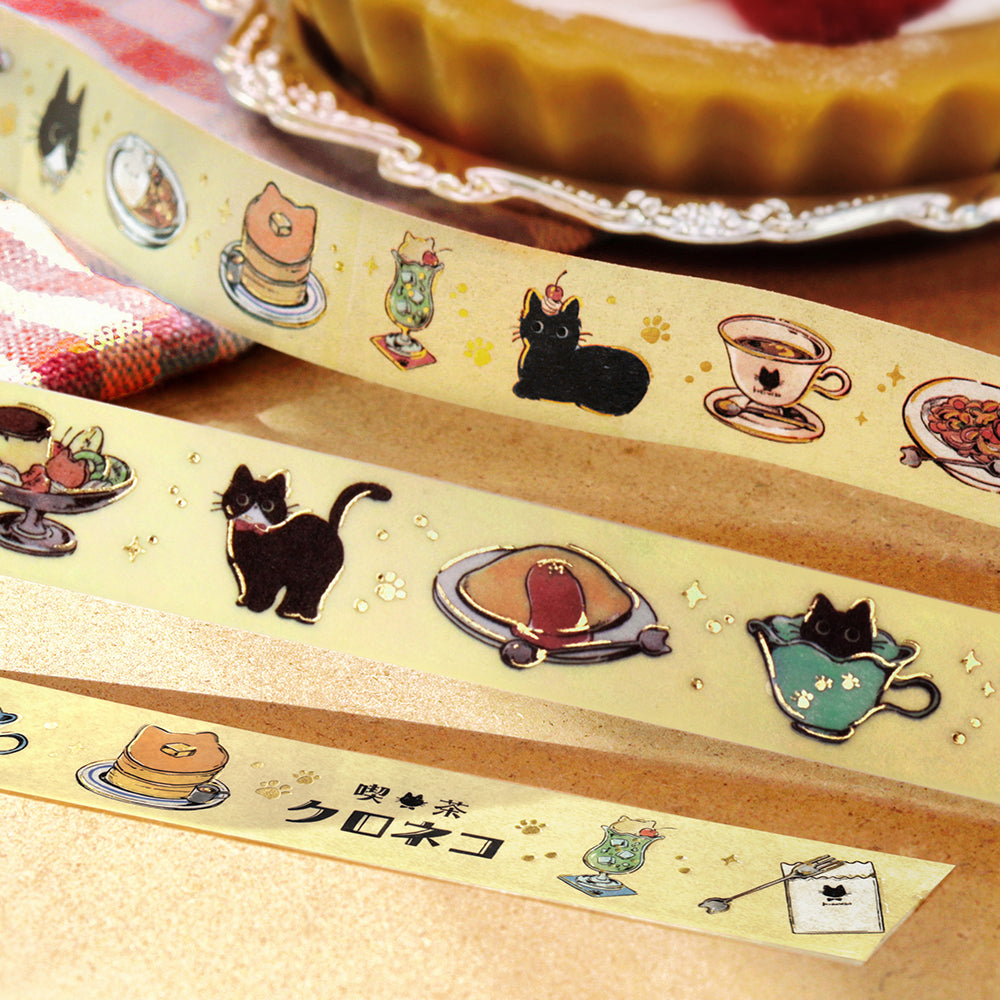 BGM Foil Stamping Masking Tape - Black Cat Cafe — applied on surface