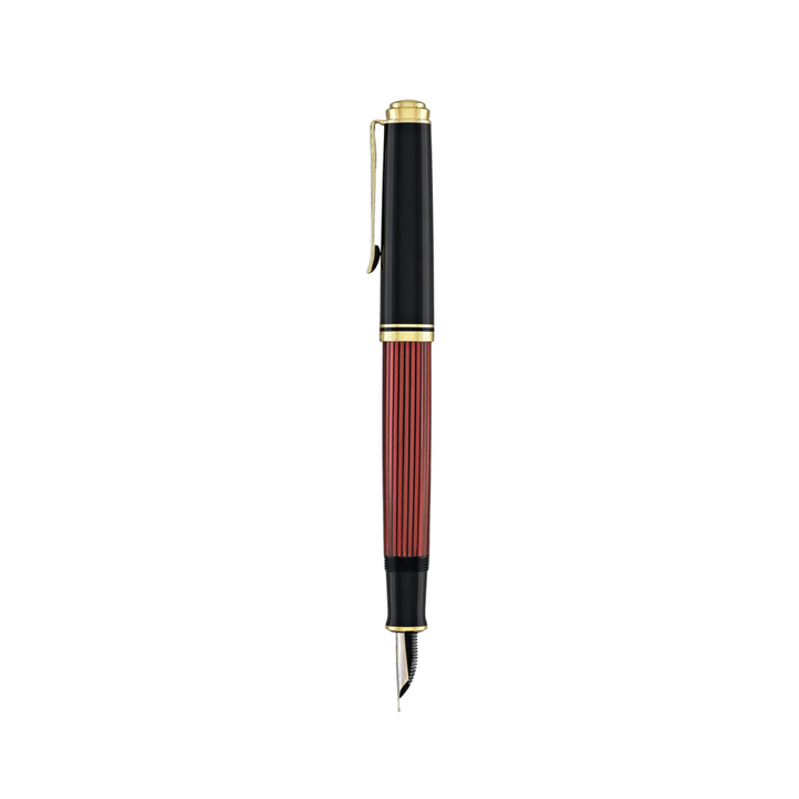 Pelikan Souveran M600 Fountain Pen - Black &amp; Red with Gold Trim (14K Gold) [Pre-Order] — nib close-up
