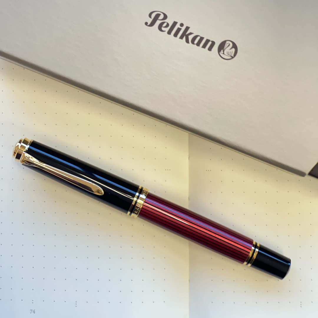Pelikan Souveran M600 Fountain Pen - Black &amp; Red with Gold Trim (14K Gold) [Pre-Order] — engraving example