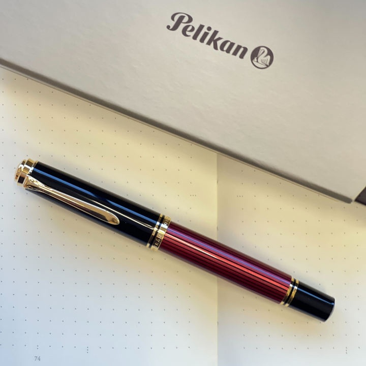 Pelikan Souveran M600 Fountain Pen - Black &amp; Red with Gold Trim (14K Gold) [Pre-Order] — engraving example