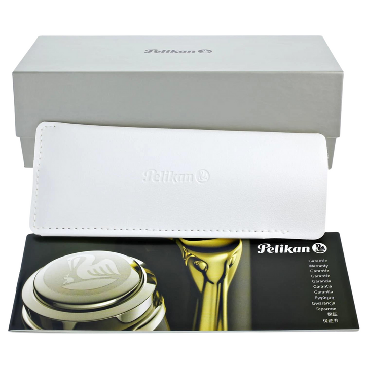 Pelikan Souveran M600 Fountain Pen - Black &amp; Red with Gold Trim (14K Gold) [Pre-Order] — flat lay