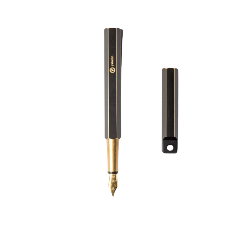 Ystudio Classic Revolve Portable Fountain Pen - Brassing — nib close-up
