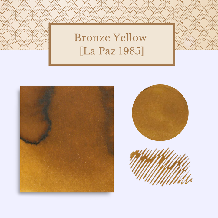 Vinta Inks 30ml Ink Bottle Bronze Yellow (La Paz 1985) — Vinta Inks fountain pen ink — premium bottled ink for writing, at Cityluxe Singapore