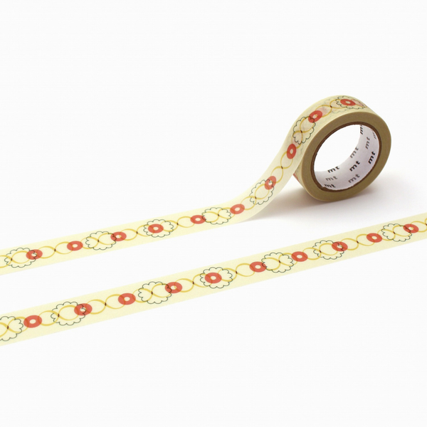 MT 1P Kamoi Retro Design Washi Tape - Button — roll front