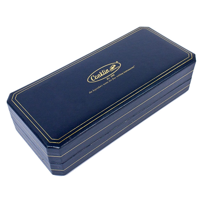Conklin Duragraph Fountain Pen - Amber with Chrome Trim — with packaging