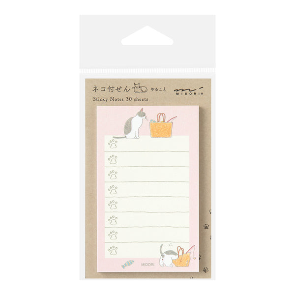 Midori Sticky Notes To Do - Cat Pink — front view