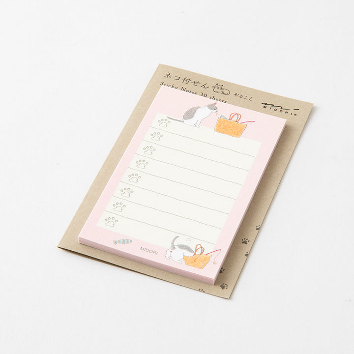 Midori Sticky Notes To Do - Cat Pink — with packaging