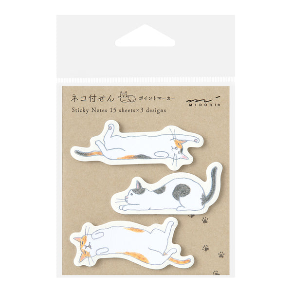 Midori Sticky Notes Point - Cat Stretching Out — front view