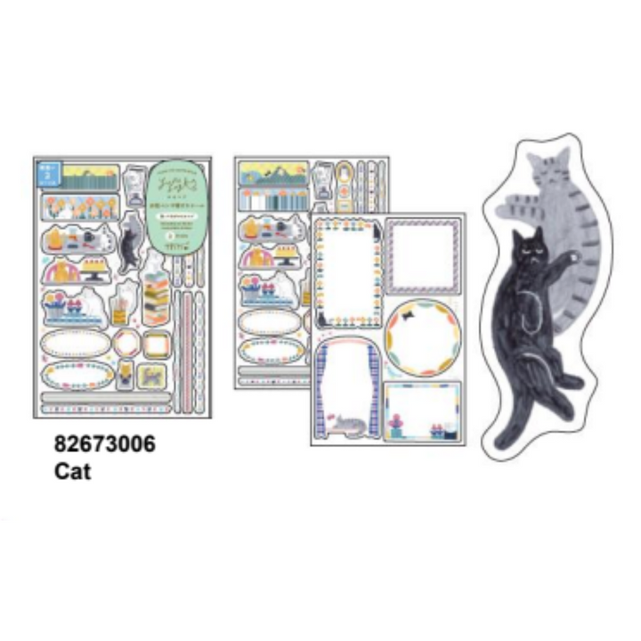 Midori Yuru Log Sticker (2 Sheets) - Cat — flat lay