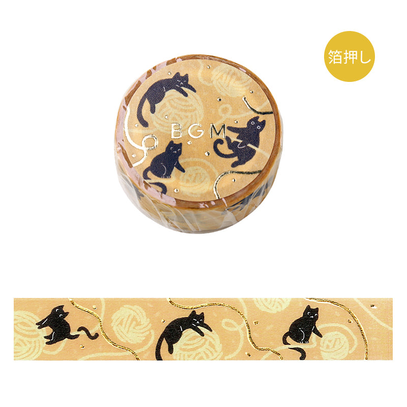 BGM Foil Stamping Masking Tape: Life - Cat and Thread — roll front
