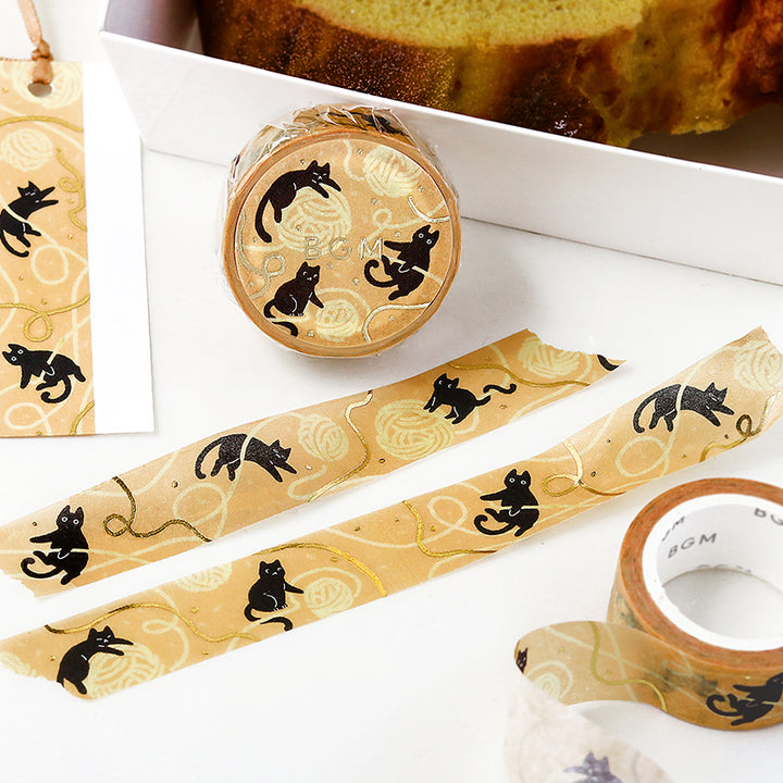 BGM Foil Stamping Masking Tape: Life - Cat and Thread — with packaging