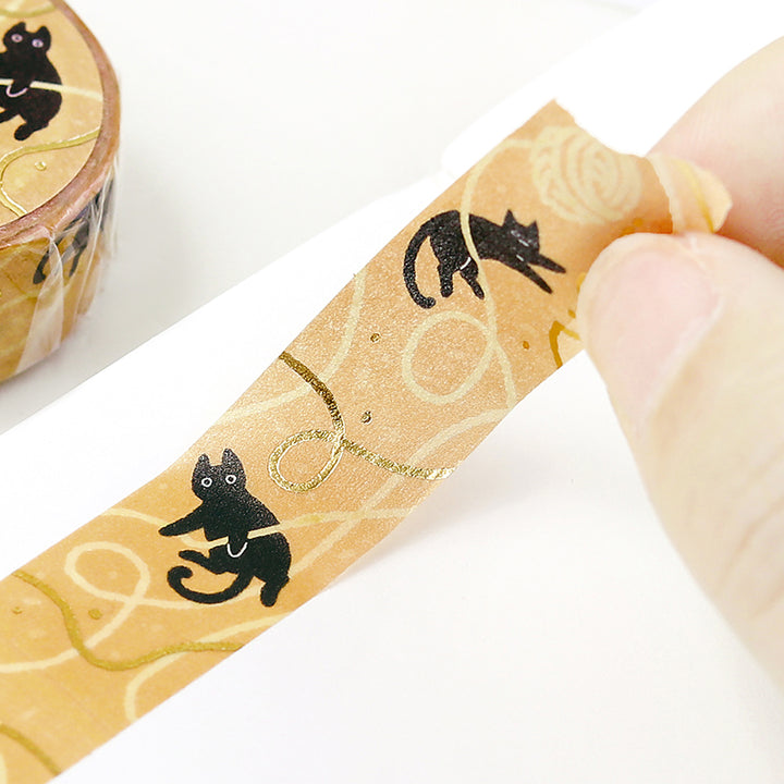 BGM Foil Stamping Masking Tape: Life - Cat and Thread — applied on surface