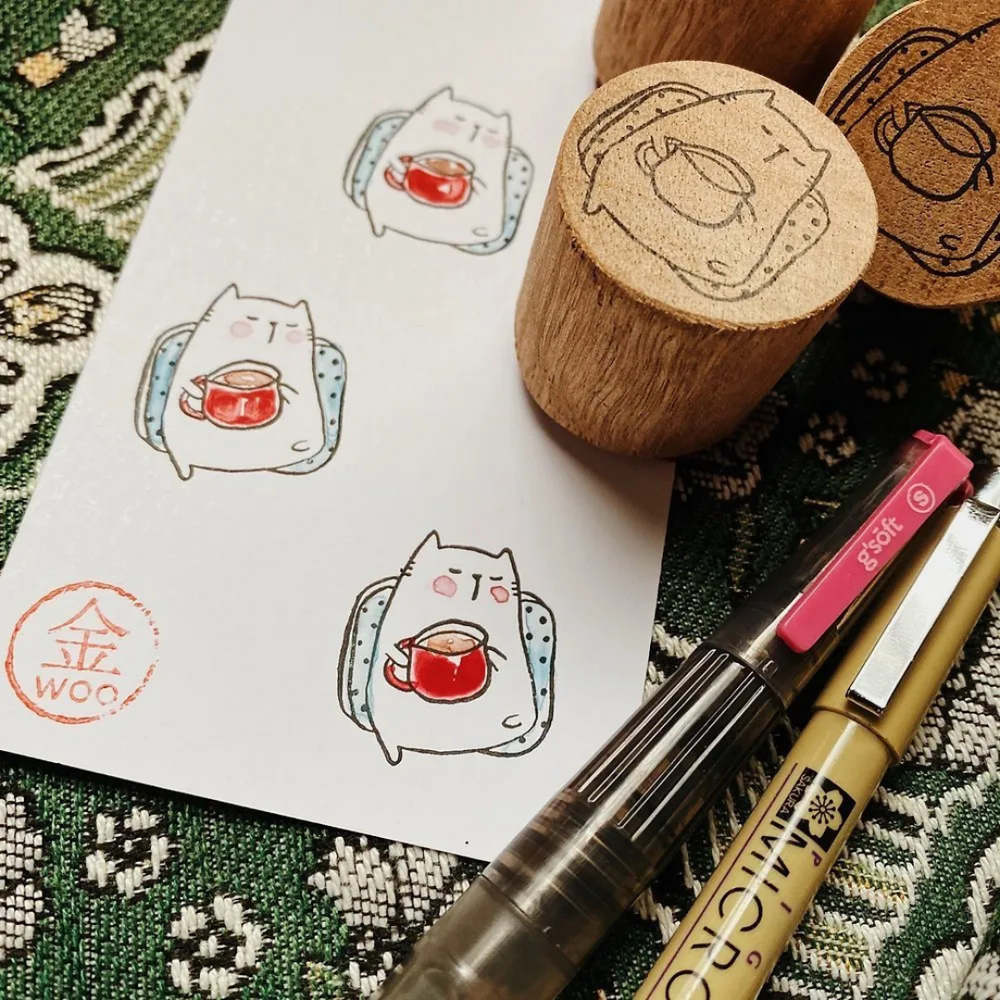 Catdoo Rubber Stamp - Coffee on my Sofa — side view