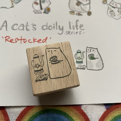 Catdoo Rubber Stamp - Tea Break — front view