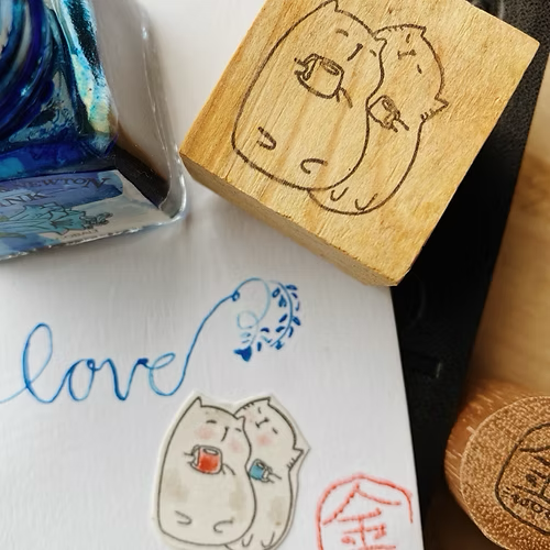 Catdoo Rubber Stamp - Loving Cuppa — front view