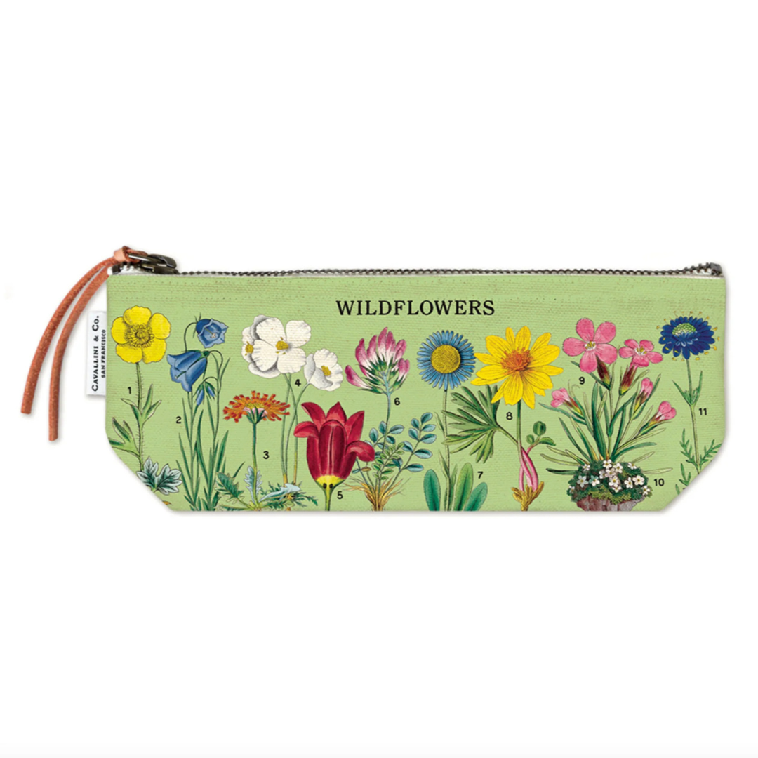 Cavallini Vintage Mini Pouch - Wildflowers — front view