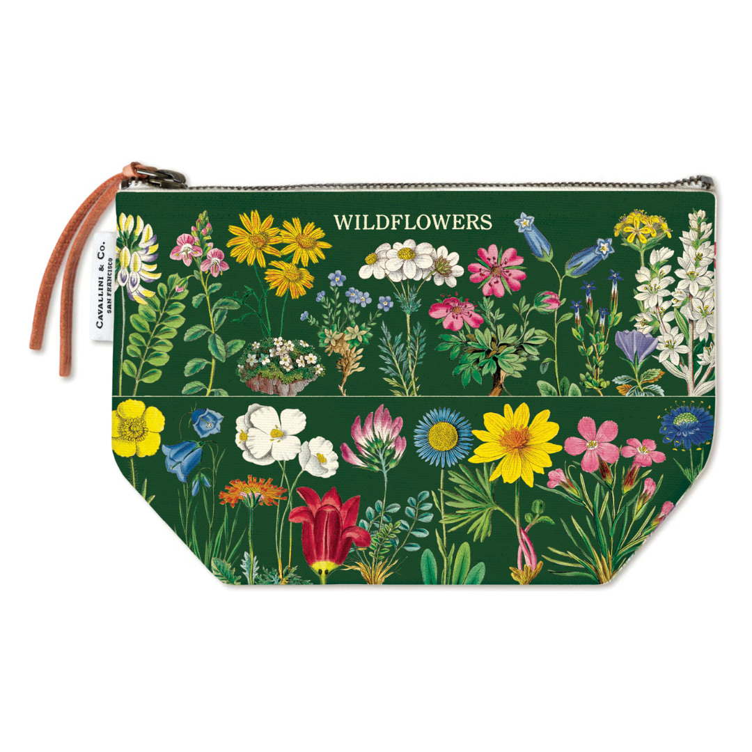 Cavallini Vintage Pouch – Wildflowers 2 — Cavallini carrying pouch — stationery storage and organisation, at Cityluxe Singapore