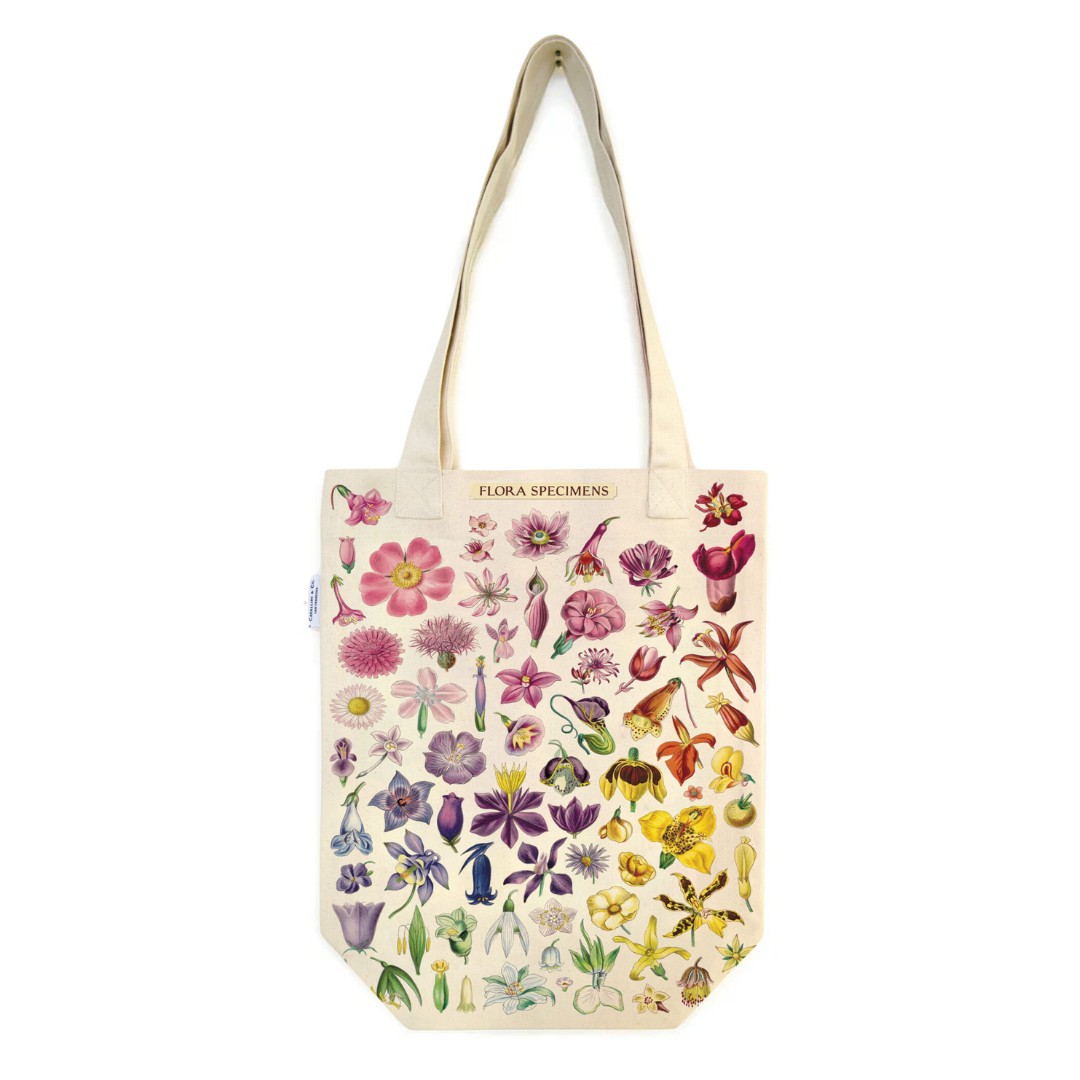 Cavallini Vintage Tote Bag in Flora Specimens — Cavallini carrying pouch — stationery storage and organisation, at Cityluxe Singapore